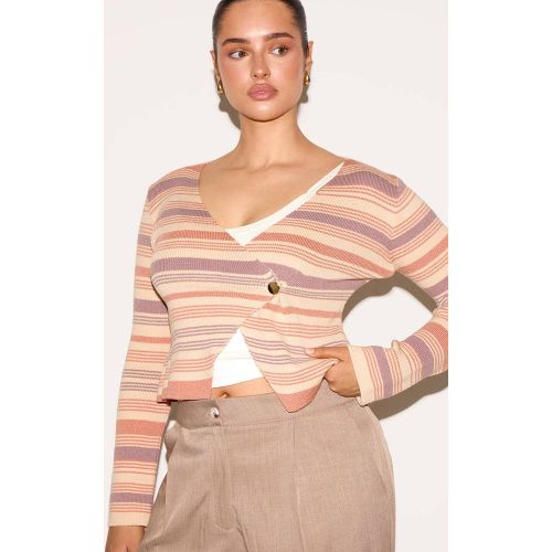 Peach Cardigan Cache-cœur En Maille Rayée Avec Boutons Dorés Shape | Taille XS - PrettyLittleThing - Modalova
