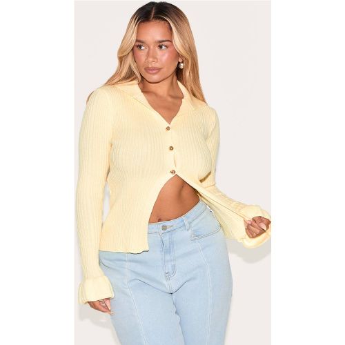 Lemon Cardigan Shape Côtelé Tricoté À Boutons Et Ourlet Fendu | Taille XS - PrettyLittleThing - Modalova