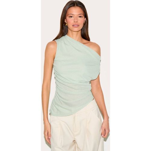 Sage Haut Long Asymétrique En Mesh Dévoré | Taille 34 - PrettyLittleThing - Modalova