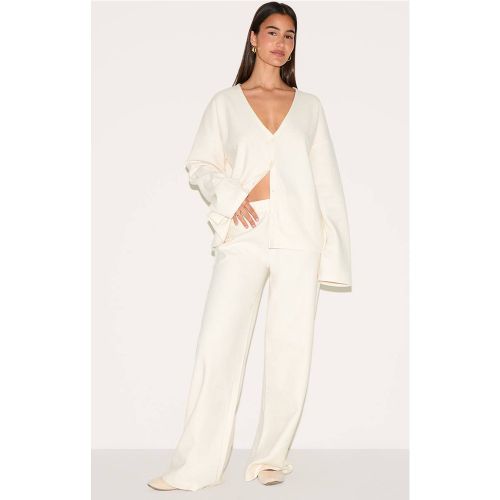Cream Pantalon Large Slouchy En Côtes Brossées Épaisses | Taille 44 - PrettyLittleThing - Modalova