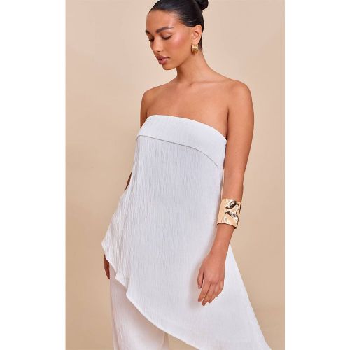 White Haut Bandeau À Détail Drapé Asymétrique | Taille 42 - PrettyLittleThing - Modalova
