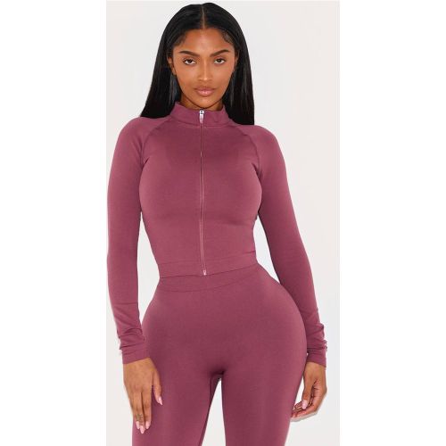 Burgundy Veste Zippée Active Sans Couture Shape | Taille Small - PrettyLittleThing - Modalova