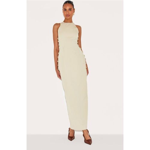 Sage Robe Mi-longue Tissée À Col Nageur Avec Détails Boutonnés | Taille 36 - PrettyLittleThing - Modalova