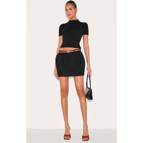 Black Mini-jupe Tulipe Tissée Avec Ceinture | Taille 42 - PrettyLittleThing - Modalova