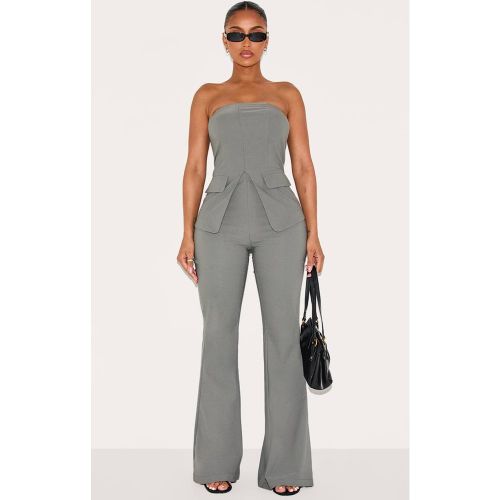 Charcoal Pantalon Évasé Taille Haute En Tissu Extensible Shape | Taille 34 - PrettyLittleThing - Modalova