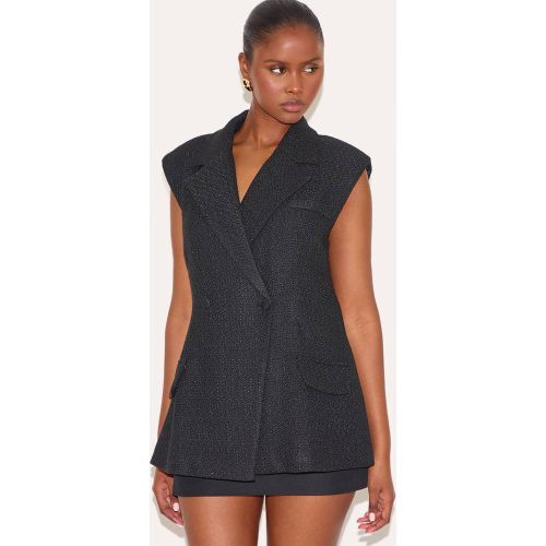 Black Gilet Croisé En Tweed | Taille 32 - PrettyLittleThing - Modalova