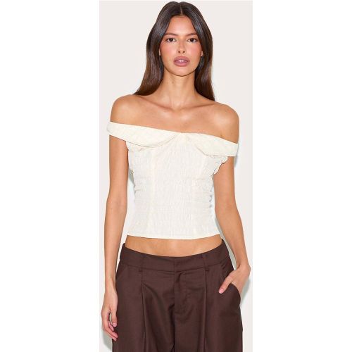 Almond Haut Long Bardot À Rayures En Peau De Pêche | Taille 42 - PrettyLittleThing - Modalova