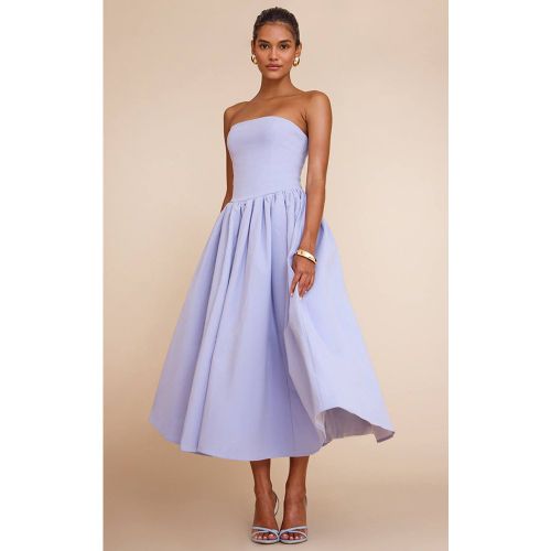 Cornflower Blue Robe Patineuse Mi-longue À Bandeau Froncé En Tissu Tissé | Taille 42 - PrettyLittleThing - Modalova