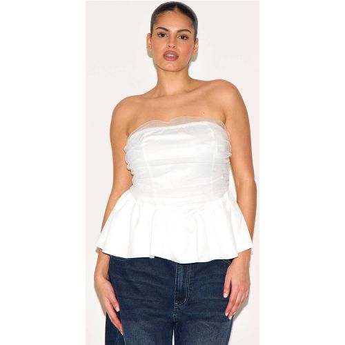 White Corset Grande Taille À Superposition De Tulle Et Basque | Taille 44 - PrettyLittleThing - Modalova