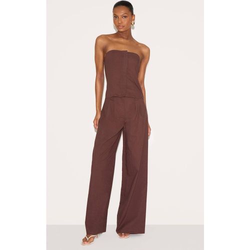 Combinaison Pantalon Large Bustier Ajustée En Mélange De Lin | Taille 32 - PrettyLittleThing - Modalova