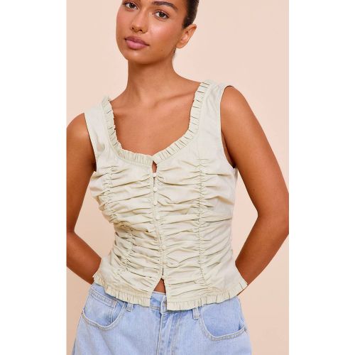 Mint Haut Ajusté En Coton Avec Fronces Sur Le Devant | Taille 32 - PrettyLittleThing - Modalova