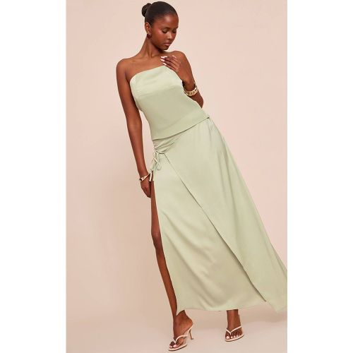 Sage Jupe Longue Portefeuille En Satin | Taille 42 - PrettyLittleThing - Modalova