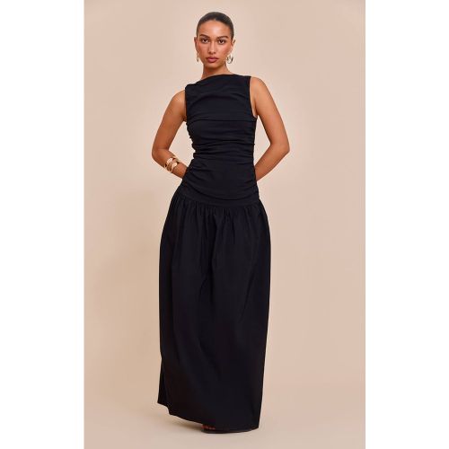 Black Robe Maxi Taille Basse En Tissu Stretch Avec Détails Froncés | Taille 42 - PrettyLittleThing - Modalova