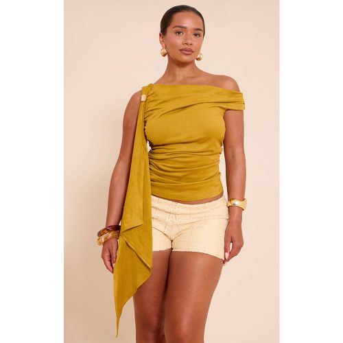 Olive Haut Drapé Shape En Synthétique Épaules Dénudées Avec Bordure Dorée | Taille 36 - PrettyLittleThing - Modalova