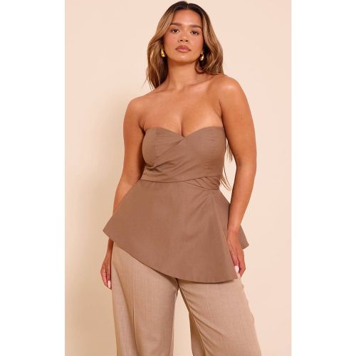 Mocha Haut Shape À Basque Tissé Cache-cœur | Taille 36 - PrettyLittleThing - Modalova