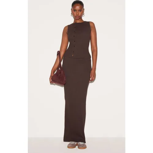 Jupe Maxi Côtelée Taille Mi-haute Coordonnée | Taille 32 - PrettyLittleThing - Modalova