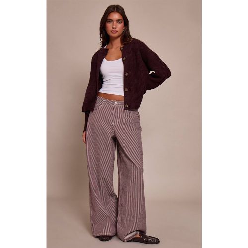 Burgundy Jean En Denim Taille Haute À Fines Rayures | Taille 42 - PrettyLittleThing - Modalova
