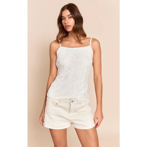 Cream Caraco À Bretelles Texturé Avec Détails De Sequins | Taille 32 - PrettyLittleThing - Modalova