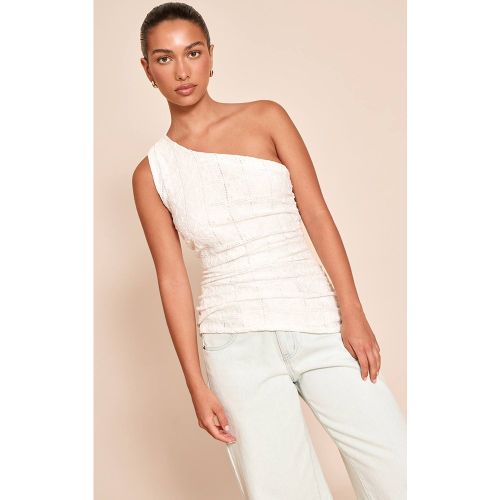 White Haut Froncé Asymétrique À Une Épaule En Crochet Texturé | Taille 32 - PrettyLittleThing - Modalova
