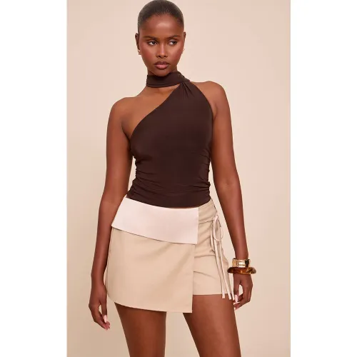 Jupe-short Portefeuille À Ceinture Satinée | Taille 32 - PrettyLittleThing - Modalova