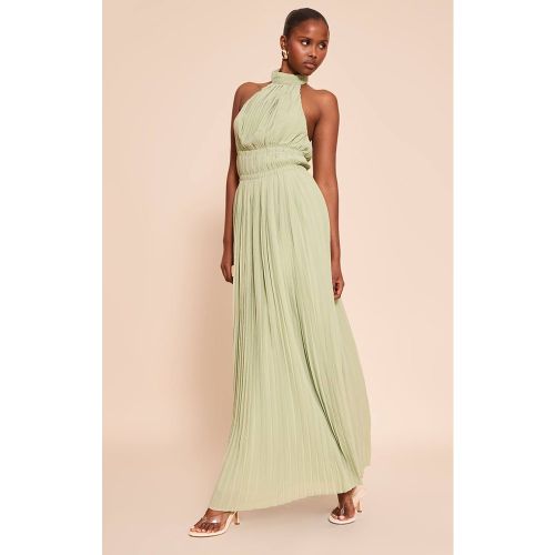 Sage Robe Longue Plissée Sans Manches À Col Montant Effet Spectaculaire | Taille 32 - PrettyLittleThing - Modalova