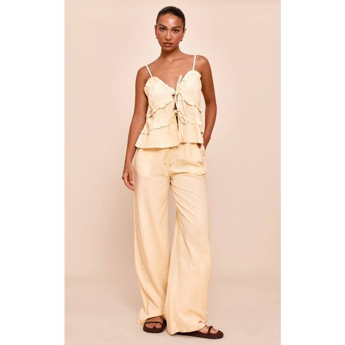 Pantalon Large Taille Mi-haute Texturé | Taille 32 - PrettyLittleThing - Modalova