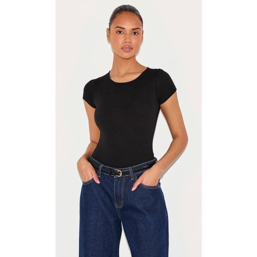 Black Body À Manches Courtes Et Col Rond En Coton | Taille 32 - PrettyLittleThing - Modalova