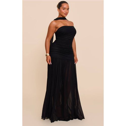 Black Robe Maxi À Taille Basse Avec Détails Froncés Et Foulard Shape | Taille 36 - PrettyLittleThing - Modalova