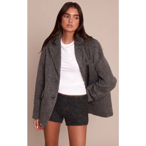 Charcoal Blazer Oversize Effet Laine Brossée | Taille XS - PrettyLittleThing - Modalova