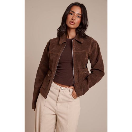 Chocolate Brown Veste En Synthétique À Détails De Poches Petite | Taille Small - PrettyLittleThing - Modalova