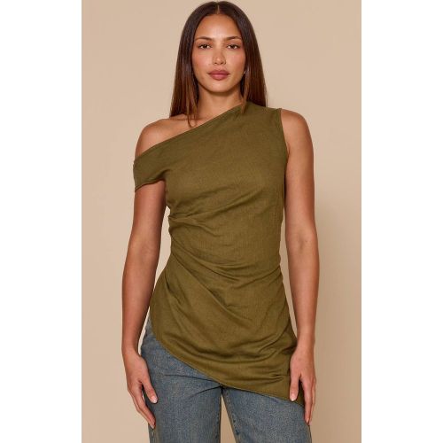 Khaki Haut Asymétrique Tissé Léger À Une Épaule Tall | Taille 32 - PrettyLittleThing - Modalova