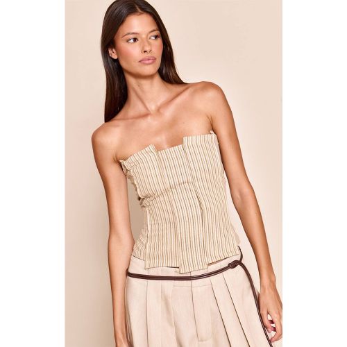 Cream Corset Rayé En Peau De Pêche | Taille 42 - PrettyLittleThing - Modalova