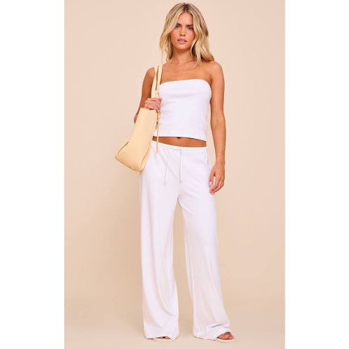 Cream Pantalon Large Côtelé En Modal Avec Cordon De Serrage Ensemble Coordonné Petite | Taille Medium - PrettyLittleThing - Modalova