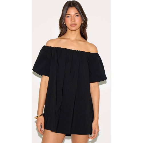 Black Robe Droite Bardot À Manches Bouffantes | Taille 36 - PrettyLittleThing - Modalova