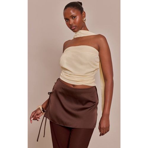 Butter Cream Top Bandeau En Mousseline Avec Détail Foulard | Taille 42 - PrettyLittleThing - Modalova