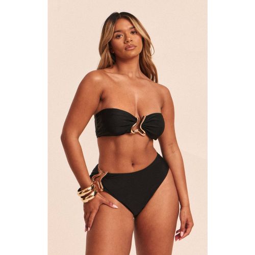 Black Bas De Bikini Shape À Liseré Vague Doré | Taille 36 - PrettyLittleThing - Modalova