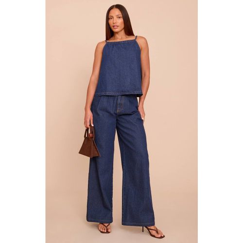 Indigo Jean Large Plissé Taille Haute | Taille 32 - PrettyLittleThing - Modalova