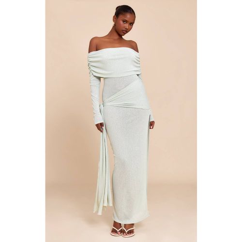 Robe Maxi Bardot En Pelure D'oignon Avec Ceinture Nouée À La Taille | Taille 42 - PrettyLittleThing - Modalova