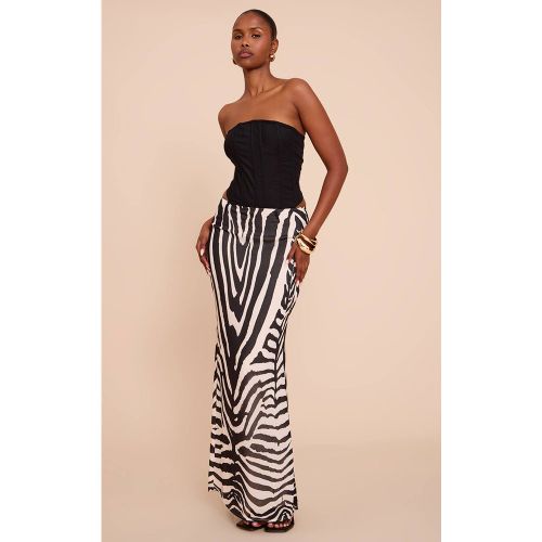 Black Jupe Longue En Mousseline Imprimé Zèbre | Taille 32 - PrettyLittleThing - Modalova