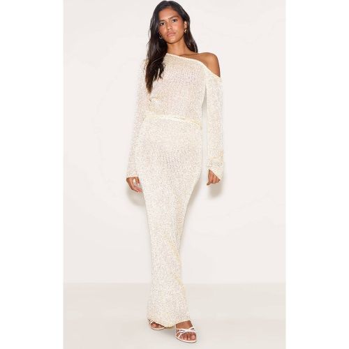 Yellow Jupe Longue Tricotée À Sequins | Taille XS - PrettyLittleThing - Modalova