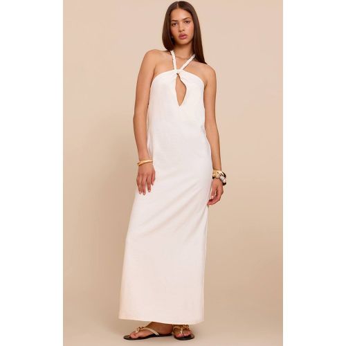 Cream Robe Longue Texturée À Col Licou Avec Cordon | Taille 42 - PrettyLittleThing - Modalova