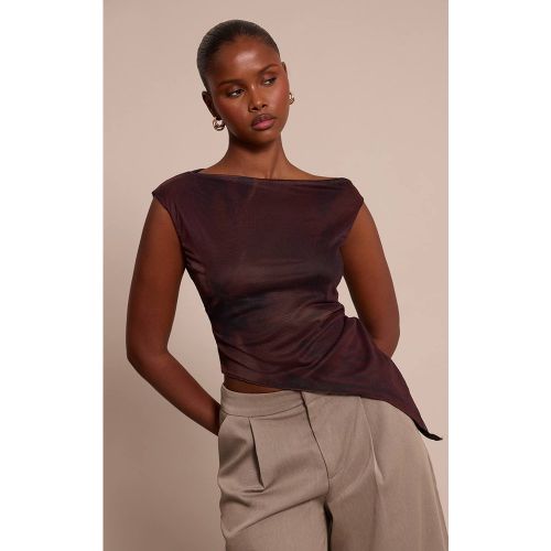 Haut En Mesh À Col Asymétrique Imprimé Cerf | Taille 32 - PrettyLittleThing - Modalova