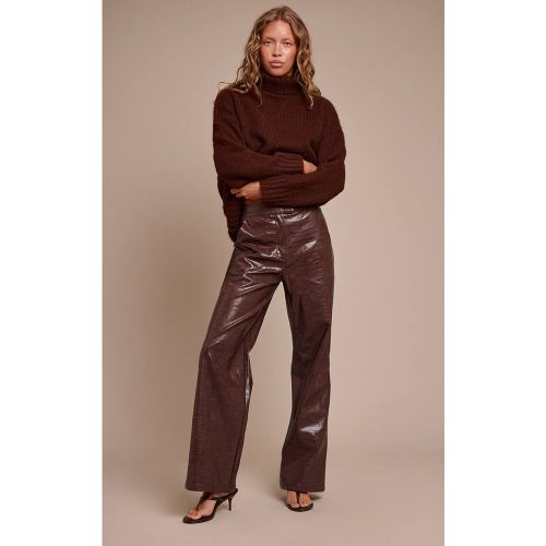 Pantalon Droit En Synthétique Effet Croco | Taille 42 - PrettyLittleThing - Modalova