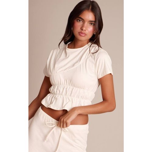 Cream Haut En Coton À Détail Froncé | Taille 32 - PrettyLittleThing - Modalova
