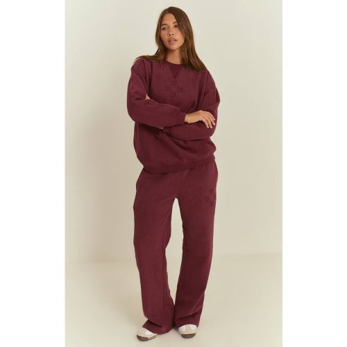 Wine Jogging Large À Jambes Évasées Avec Broderie Plt | Taille XL - PrettyLittleThing - Modalova