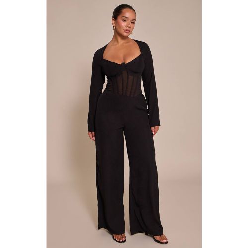 Black Combinaison Corset Cintrée En Tissu Tissé Shape | Taille 42 - PrettyLittleThing - Modalova