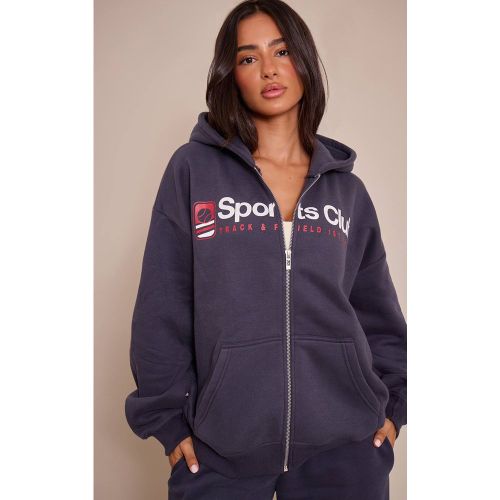 Navy Veste Zippée Imprimée Sports Club Petite | Taille XS - PrettyLittleThing - Modalova