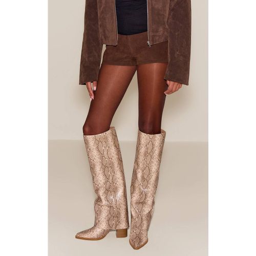 Natural Botte À Talon Bloc Rabattable Effet Synthétique | Taille 33 - PrettyLittleThing - Modalova