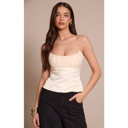 Cream Corset Bustier Bandeau En Mousseline | Taille 42 - PrettyLittleThing - Modalova