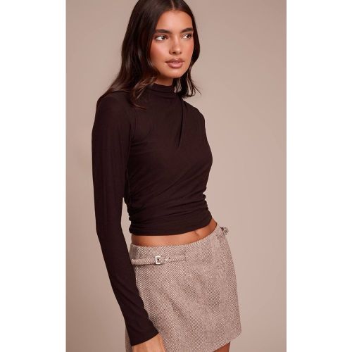 Haut À Manches Longues Col Montant Toucher Doux Avec Détails Froncés | Taille 42 - PrettyLittleThing - Modalova